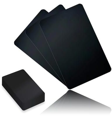 100 Stück Metall Visitenkarten Blanko, Visitenkarten Rohlinge Gravierte Aluminium Lasergravierte Matt Namenskarten, Metallkarten Laser Dicke für Bürokunden DIY Geschenkkarten 8.6x5.4cm (Schwarz)