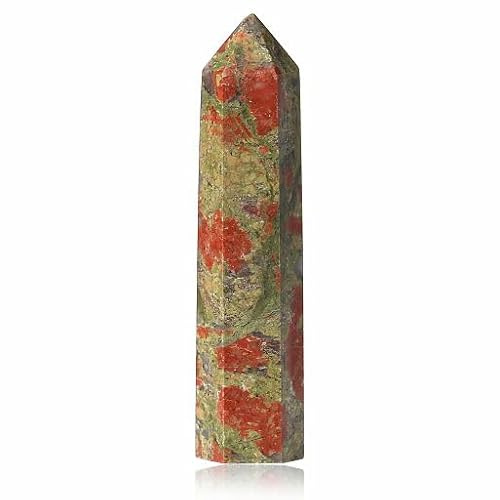 GUJOXILA 9-10cm Unakit Groß Kristalle Turm Heilstein Bergkristall Stein Kristall Edelsteine Stab Türme Hexagonal Punkt Stäbe Punktstab Heilung Meditation Energie Reiki