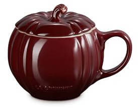 Le Creuset Stoneware Pumpkin Mug with Lid, 14 oz., Garnet