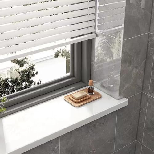 SDFVSDF Fensterbank Weiße Fensterbankabdeckung für Badezimmer, Fliesenoberfläche, Erkerfenster-Balkenabdeckung, Erkerfenster-Kantenschutzplatte mit Nase, Sondergröße(80x15cm/31.5x5.9in)