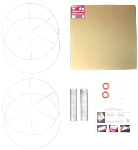 Drum Lampshade Making Kit Twin Pack - Use with Pendant Ceiling Lights, Table and Floor Lamps, Drum Circle Shape Needcraft UK DIY use with Fabric, Textile, Wallpaper of Choice. (White, 70cm)