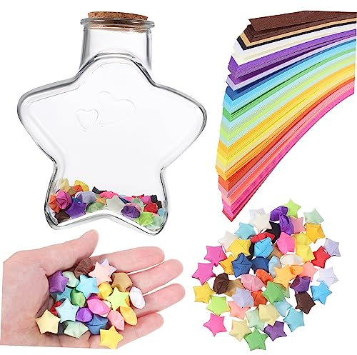 PRETYZOOM 540 Blatt Sternfaltpapier leuchtendes Origami Papierstreifen decorar bastelkasten regenbogenpapier hochzeit zur hochzeit Origami-Stern mit Glas Origami-Papier