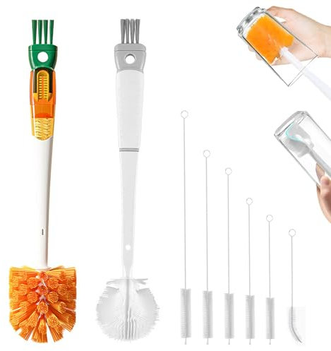 Water Bottle Brush, 5 in1 Bottle Cleaner Brush Multifunctional Long Handle Bottle Cleaning Brush Straw Cleaner for Cleaning Various Cups