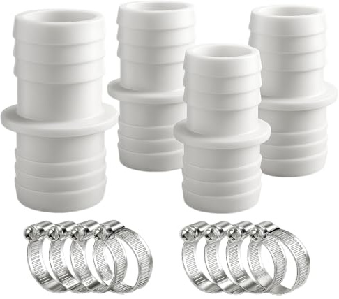 4 PCS Poolschlauch Verbinder 38mm, Schlauchverbinder 38 auf 38 Ø Set + 8 PCS Schlauchschellen, Pool Schlauchadapter, Pool Schlauchverbinder, Doppelschlauchtülle Set für den Pool
