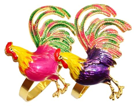 CIYODO 2pezzi Anello Decorativo in Lega Di Zinco Forma Di Pollo Per Tovagliolo Accessorio Da Tavola Per Matrimoni e Feste Pratico e Facile Da Pulire