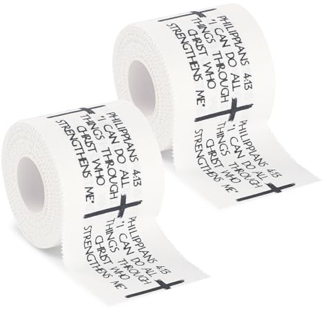 lasuroa 2pzs Cinta Atlética Cruz, 5cm x 7m Cinta Deportiva Transpirable para Béisbol Fútbol Boxeo Cristiano Vendaje Muñeca Atletas con Versículos Bíblicos para Religiosos Estabilidad & Rendimiento