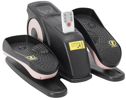 Mini Elektrischer Crosstrainer, 3-IN-1 Untertisch Ellipsentrainer für Zuhause, Ellipsen Beintrainer mit Fernbedienung und Display, Leise, 5-stufig Einstellbarer Geschwindigkeit (Rosa)