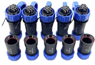 5 Pezzi SP21 6 poli Aeronautica Connettore, IP68 Impermeabile 6 pin Maschio Spina e Femmina Presa Connettore Rotondo in Linea Tipo Aviation Spina 500V 25A (cavo a crimpare a vite 12 AWG)