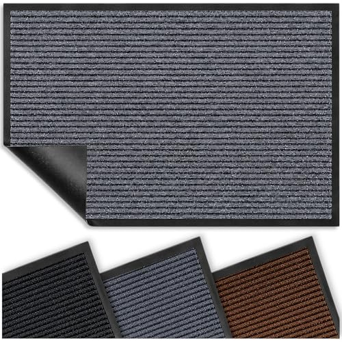 Decorator HOME Fußmatte Grau 90x150 cm – Robuste, rutschfeste Schmutzfangmatte für Innen- und Außenbereich - saugfähige Türmatte aus Polypropylen und PVC