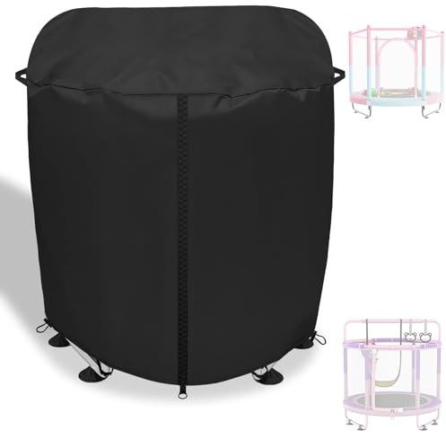 Trampoline Cover for 60 Kids Trampoline 100% Waterproof Kids Trampolines Cover Round Heavy Duty 600D Oxford cloth UV resistant Windproof Outdoor Toddler Trampoline Winter Protect Covers (Black）