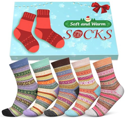 Wollsocken Damen Geschenke für Frauen Weihnachten: Warme Dicke Socken Thermosocken Damen Wintersocken Weihnachtsgeschenke für Frauen Geschenke Geschenkideen Weihnachten 2025 Adventskalender Befüllen