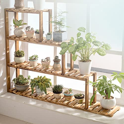Pflanzenständer aus Holz für drinnen und draußen, 100 cm, Fensterbank, Blumenregal, mehrstöckig, Pflanzenregal für Balkon und Garten, stilvolle Blumenbank, platzsparendes Design