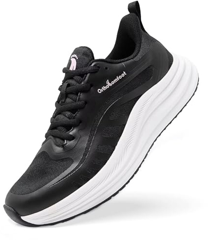 Women's Orthopedic Diabetic Wide Sport Shoes: Comfort Arch Support Flat Feet Pain Relief Plantar Fasciitis Trail Sneakers, Outdoor Cycling Gowalk Travel Adventure Running Walking Shoes Black Size 9