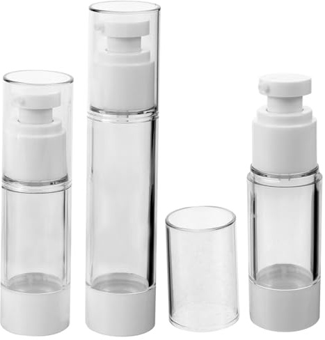 FONDOTIN 3 piezas Botellas de Viaje Rellenable y Envases Plásticos Portátiles para Loción Crema y Cosméticos con Bomba Aptas para Viaje y Camping