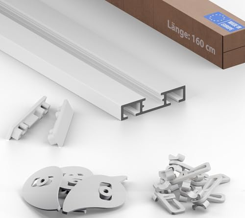 TIVENDIS Gardinenschiene 2 läufig 160 cm aluminium Vorhangschiene weiss Deckenschiene für Vorhänge zweiläufige Gardinenleiste Deckenmontage