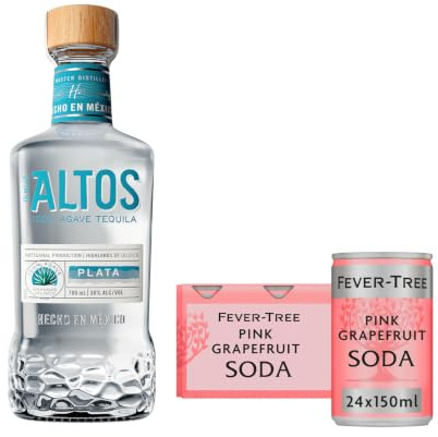 Paloma Cocktail Bundle: Olmeca Altos Plata Tequila 70cl & Fever-Tree Pink Grapefruit Soda 150ml Cans (Pack of 24)
