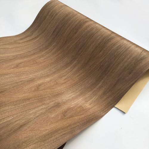 Chapa de madera de nogal negro natural compuesta de 2,5 metros de largo y 55 cm for decoración del hogar, renovación de gabinetes y parte trasera de papel Kraft.