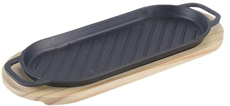 QUXVUIS Poêle à griller à steak en fonte de qualité professionnelle durable, offrant une perfection recherchée pour la préparation de grillades. Plat griller steak en fonte grésillante.
