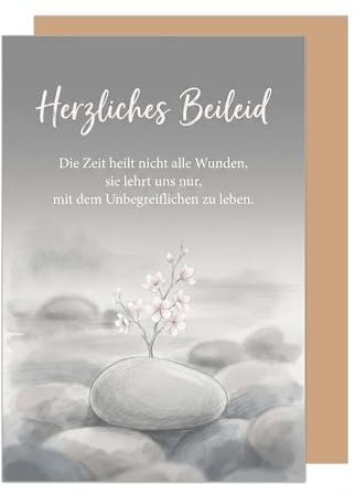 Edition Seidel Premium Trauerkarte mit Umschlag. Beileidskarte Kondolenzkarte Karte Klappkarte Spruch Herzliches Beileid Anteilnahme Mitgefühl Trost Hoffnung Kraft Zuversicht (T1304 SW026)