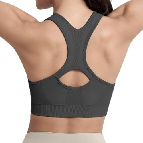 Nabawa Racerback Sports Bras for Women High Impact Workout Bra Seamless Unpadded High Support Yoga Gym Fitness Bra