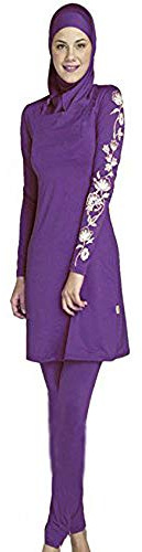 ziyimaoyi - Costume da bagno per donne musulmane - Burkini per l’estate, donna, Purple, S