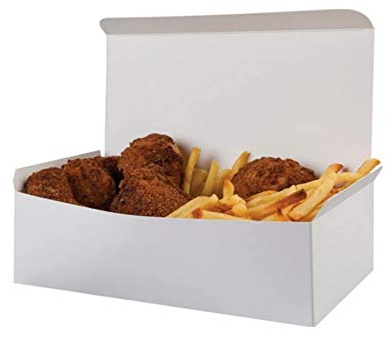 White Rectangular Boxes - Fast Food Cardboard Takeaway Box - Cake Shop Packaging (Small White, 200 Boxes)