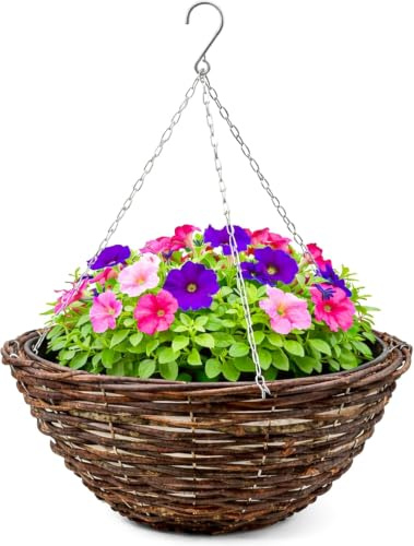 Garden Mile 14 Hanging Basket with Chain Outdoor Flower Planter Pot