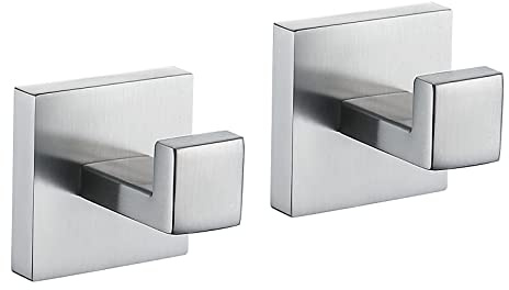 TURS Handtuchhaken Garderoben Haken Garderobenhaken Edelstahl SUS304 Bad Kleiderhaken Wandhaken Halterung 2 Stück Wandmontage Gebürstet, Q7001BR-P2