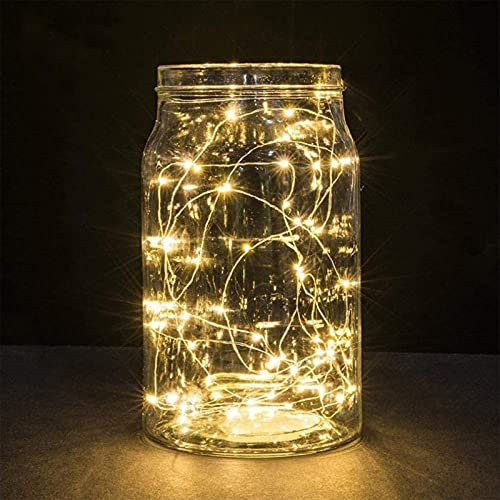 Annefly 2 Pack Battery Operated 2M 20 LED Silver Wire Fairy String Lights Firefly Lights DIY Decoration for Bedroom Jars Christmas Wedding Party Festival Indoor Outdoor Camping (Warm White, 2m 2pack)