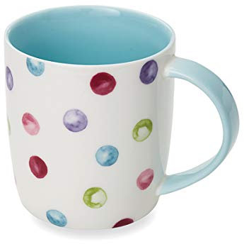 Cooksmart British Designed Barrel Coffee Mug | Ceramic Coffee Mugs for Home or Work | Large Mugs for Hot Drinks | Tea and Coffee Cups - Spotty Dotty