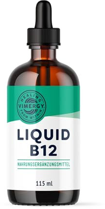 Vimergy Vitamin B 12 – Testgröße 115 ml – Vegane B12 Tropfen – Natürlich Süßer Geschmack – Kein Raffinierter Zucker – B12 Glutenfrei Nicht Gentechnisch Verändert für Keto/Paleo Geeignet