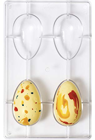 Stampo Professionale per Uovo Cioccolato - ovetti kinder da 70 gr - in POLICARBONATO - 4 cavità - Forma Uova di Pasqua Liscio - Dimensione 6xh9,5cm - per realizzare uovi pasquali, in zucchero ecc.