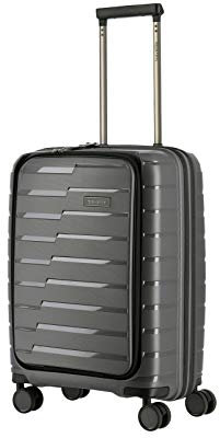 Travelite 4-Rad Handgepäck Koffer mit Vortasche erfüllt IATA-Bordgepäckmaß, Gepäck Serie AIR Base: Funktionaler Hartschalen Trolley im coolen Look, 075346-04, 55 cm, 43 Liter, anthrazit (grau)