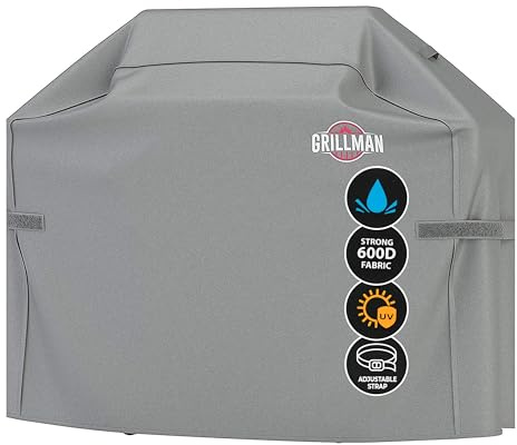 Grillman Grill Abdeckhaube Gasgrill Grillabdeckung Regendicht BBQ Abdeckung Cover Schutzhülle Haube Staubdicht Grill Abdeckplane Grillschutz 152 x 71 x 112cm - Grau