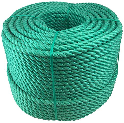 RopeServices UK 8mm Green Polypropylene Rope x 100 Metres, Cheap Nylon Twisted Poly Ropes
