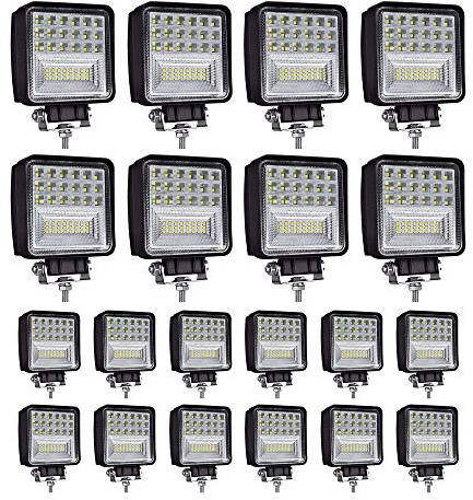 WINBANG LED Light Pods, 4 inch 126W Square LED Work Light, 12V 24V Spot/Flood Light Off Road Lights, Led Fog/Driving Lights for Truck Pickup Boat Golf Cart SUV ATV UTV (20 Pack)
