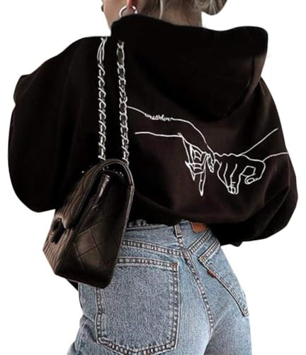 Onsoyours Damen Schmetterling Pulli Sweatshirts Hoodie Sport Langarm Kapuzenpullover Mode Bequem Casual Pulli Mit Kordel Und Taschen