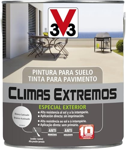 V33 Pintura Suelos Climas Extremos Satinado Blanco 2,5L