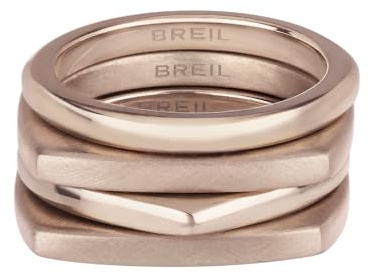 Breil, Collezione New Tetra, Set di 4 Anelli Donna in Acciaio Ideali da Indossare Insieme o Separatamente, Gioielli Donna e Ragazza
