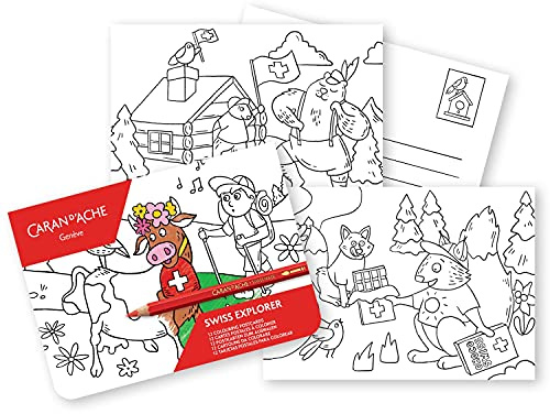 Caran d´Ache Swiss Explorer Karten zum Ausmalen 12 Stück, Maße: 10,5 cm x 14,8 cm, 0454.701