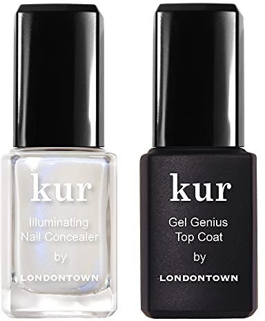 Londontown kur Conceal & Go Duo Set, Includes Nail Illuminating Concealer & Gel Genius Top Coat, 0.4 Fl Oz