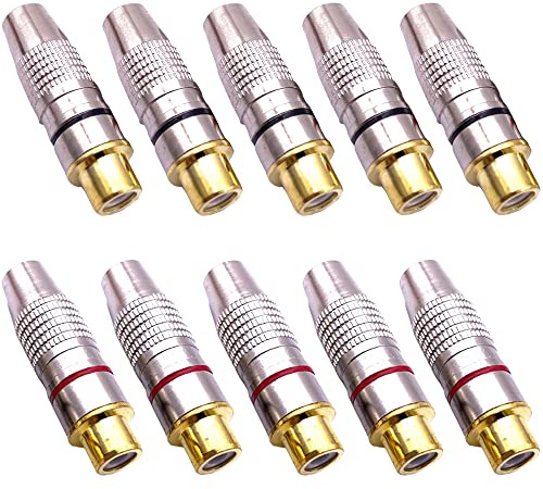 10 PZ Placcato Oro RCA Femmina Connettore Spina A Saldare Audio Video Adattatore per Cavo Coassiale