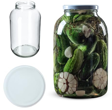 KADAX Barattoli per conserve, 4 l, vasetti per conserve, fi100 mm, per conserve, barattoli per conserve (1 pezzo, coperchio bianco)
