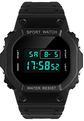 Reloj deportivo digital para mujer, resistente al agua, luminoso, cronómetro, alarma, calendario de cara grande, a prueba de golpes, reloj de pulsera para mujer, regalo para niñas y mujeres, negro