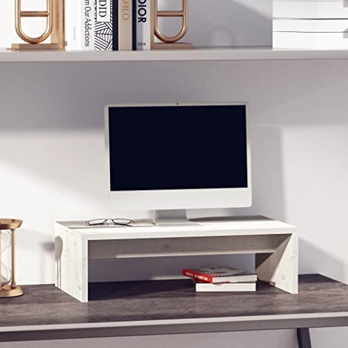 KTHLBRH Mobile per Televisore Mobile porta tv Tavolino Laterale Supporto per Monitor Bianco 50x27x15 cm Legno Massello di Pino per Soggiorno Camera da Letto Ufficio