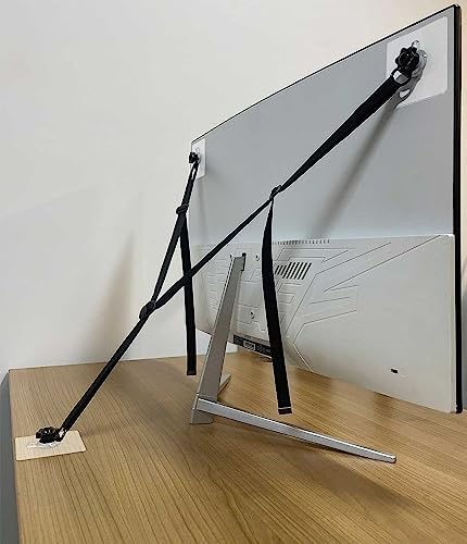 OeckuXIY Cinghie di sicurezza regolabili per TV, senza trapano, anti-ribaltamento, per proteggere i bambini, schermi piatti da fissare a parete, armadio, supporto o scrivania, cinghie per terremoti