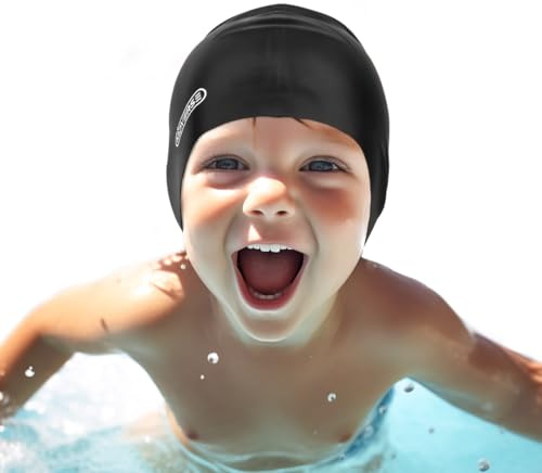 KIDVERSE Bonnet de Bain Enfant Silicone - Bonnet Piscine Garcon imperméable | Bonnet Piscine Enfant - Bonnet de Bain résistant – Bonnet de Natation enfant coloré