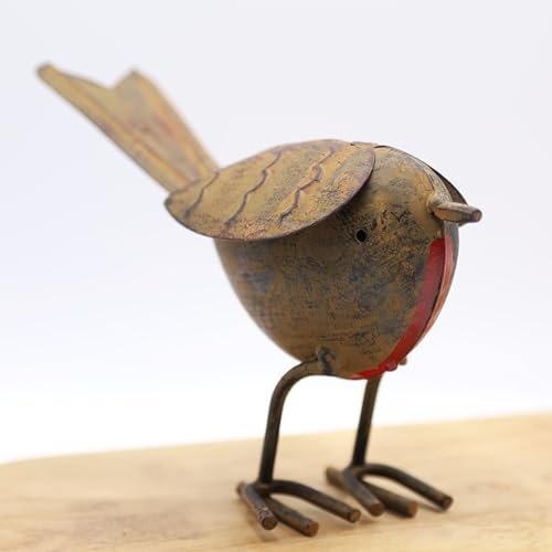 Fyne-Finds Rustic Metal Garden Robin Ornament Outdoor Tin Bird Vintage Decoration Gift Ornamnet