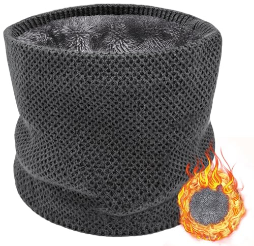 ehsbuy Winter Neck Warmer Snoods for Men Thermal Knitted Fleece Thick Neck Gaiter Womens Mens Scarfs Gifts for Skiing Outdoor