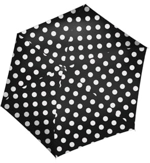 reisenthel umbrella pocket mini dots white – Extrem leichter und flacher Taschenschirm aus recycelten PET-Flaschen – Mit großem Schirmdach